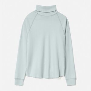 Everlane Soft Blue Organic Cotton Waffle Turtleneck